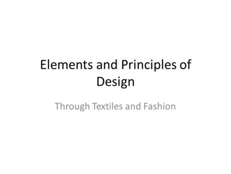 Elements and Principles of Design