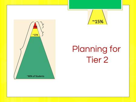 Planning for Tier 2. TIER 1, 2, or 3? Are there ANY schools that aren’t motivated to support the difficult, at-risk kids? Answer = NO So, why don’t we.