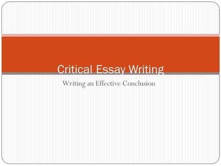 Critical Essay Writing