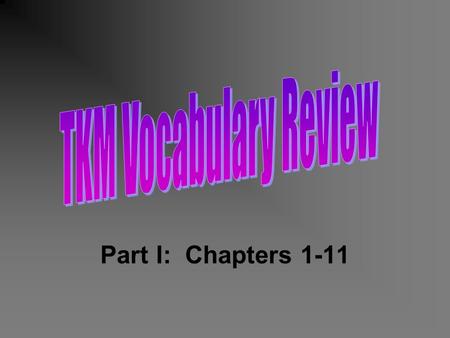 Part I: Chapters 1-11. 1.Which of the following definitions best defines the word “Assuaged”? a.Calmed b.Happier c.Loved d.Shorter.