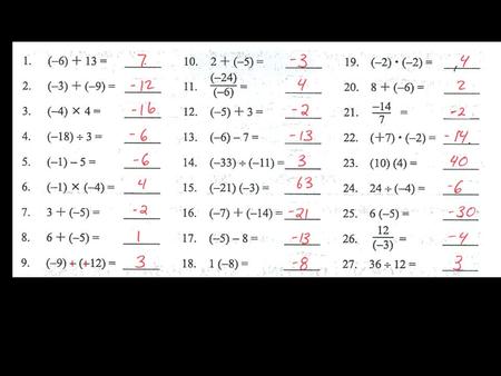 Review Order of Operations Adding Integers Same Signs: Add the two numbers and use the same sign. Different Signs: Subtract the two numbers, use the.