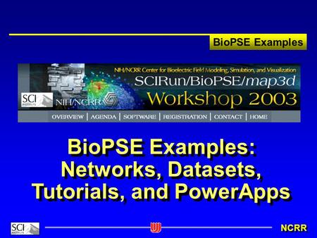 BioPSE Examples NCRR BioPSE Examples: Networks, Datasets, Tutorials, and PowerApps.