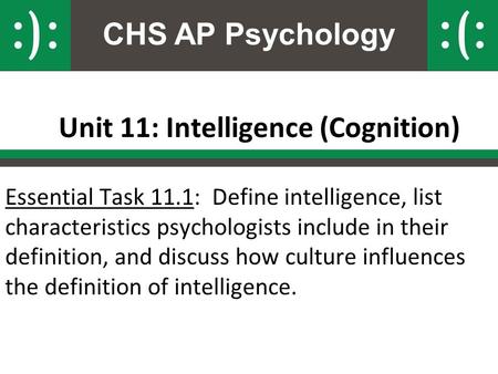 Unit 11: Intelligence (Cognition)