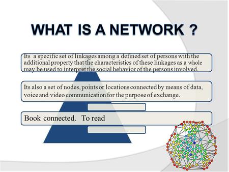 Its a specific set of linkages among a defined set of persons with the additional property that the characteristics of these linkages as a whole may be.