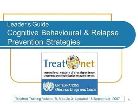 Leader’s Guide Cognitive Behavioural & Relapse Prevention Strategies