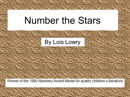 Number the Stars By Lois Lowry