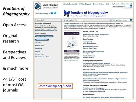 Frontiers of Biogeography Open Access Original research Perspectives and Reviews & much more 