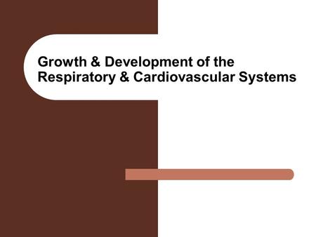 Growth & Development of the Respiratory & Cardiovascular Systems.