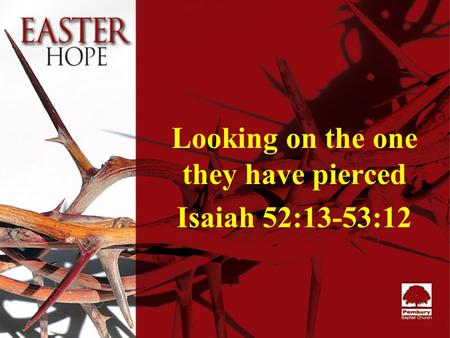 Looking on the one they have pierced Isaiah 52:13-53:12.