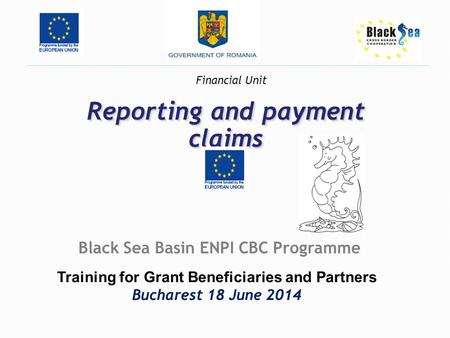 Reporting and payment claims Black Sea Basin ENPI CBC Programme Training for Grant Beneficiaries and Partners Bucharest 18 June 2014 Financial Unit.