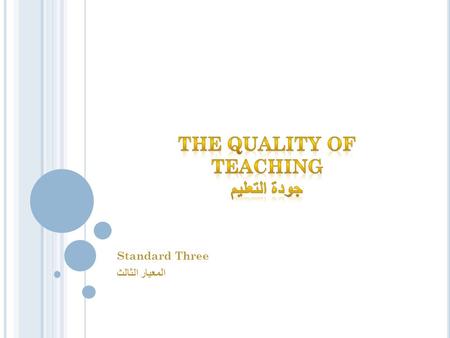 Standard Three المعيار الثالث. T HE 13 CRITERIA AND P ROCESS TO ATTAIN THEM.