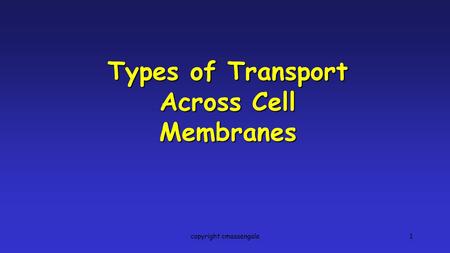 1 Types of Transport Across Cell Membranes copyright cmassengale.