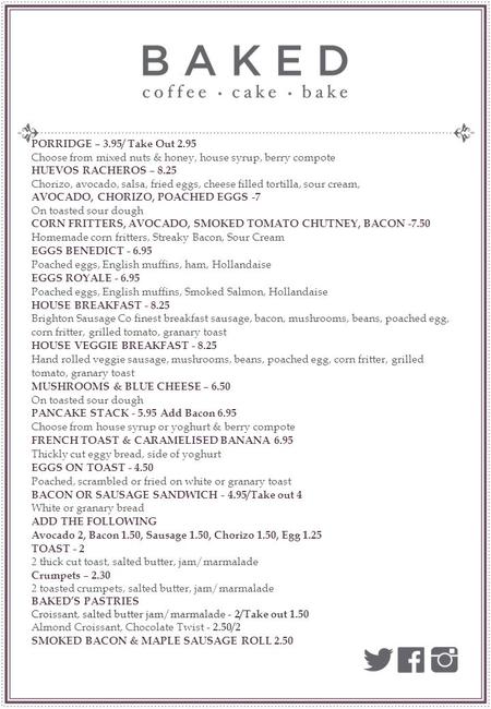 PORRIDGE – 3.95/ Take Out 2.95 Choose from mixed nuts & honey, house syrup, berry compote HUEVOS RACHEROS – 8.25 Chorizo, avocado, salsa, fried eggs, cheese.