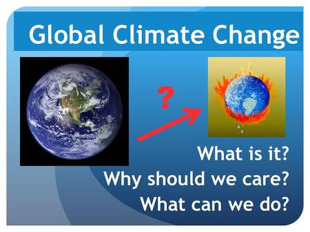 Global Climate Change What is it? Why should we care? What can we do? ?