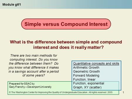 1 There are two main methods for computing interest. Do you know the difference between them? Do you know what difference it makes in a savings account.