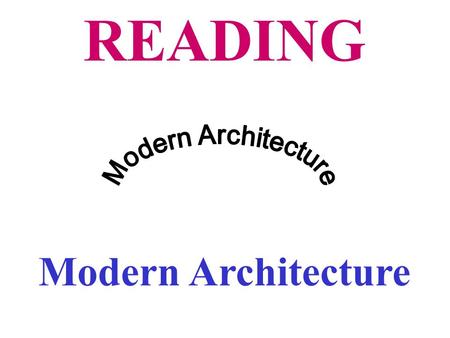 READING Modern Architecture. I.Pre-reading 1.Tell whether the following pictures are modern or classical.