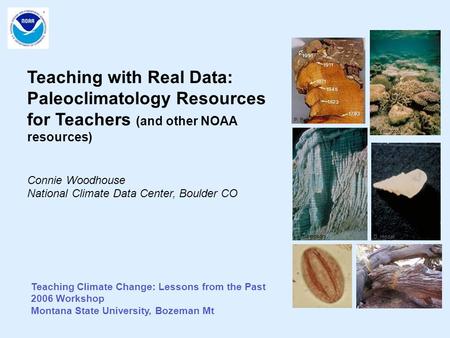 Teaching Climate Change: Lessons from the Past 2006 Workshop Montana State University, Bozeman Mt Teaching with Real Data: Paleoclimatology Resources for.