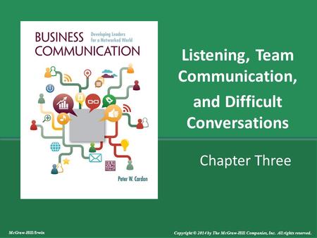 Chapter Three Listening, Team Communication, and Difficult Conversations McGraw-Hill/Irwin Copyright © 2014 by The McGraw-Hill Companies, Inc. All rights.