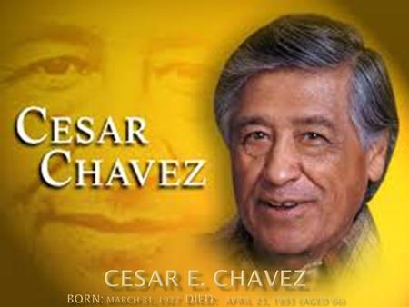  He was a mexican- american, prominent union leader and labor organizer  Founder of National Farm Workers Association.  Undertook efforts for Hispanic.