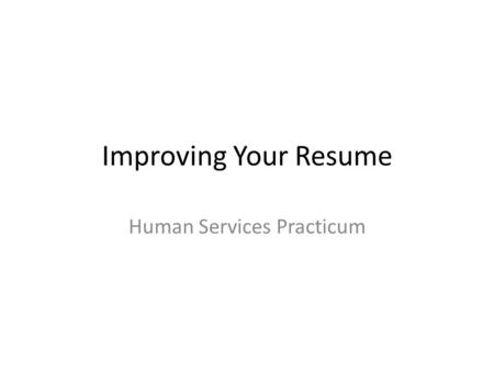 Human Services Practicum