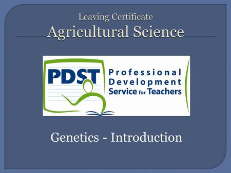 Genetics - Introduction.  Genetics is the study of inheritance.  In terms of agriculture, genetics is everything.  An understanding of genetics is.