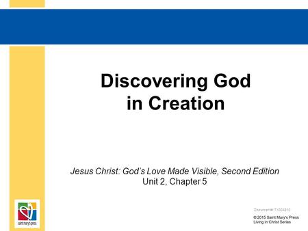 Discovering God in Creation Jesus Christ: God’s Love Made Visible, Second Edition Unit 2, Chapter 5 Document#: TX004810.