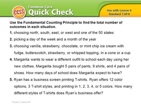 1. choosing north, south, east, or west and one of the 50 states