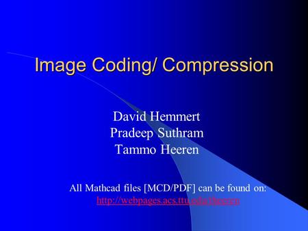 Image Coding/ Compression