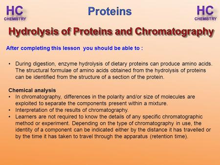 Hydrolysis of Proteins and Chromatography