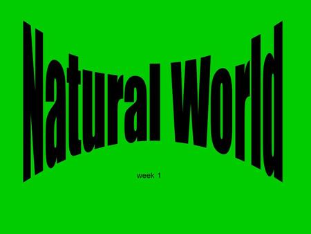 Week 1. ecosystem all the living and nonliving things that interact with each other in an environment.