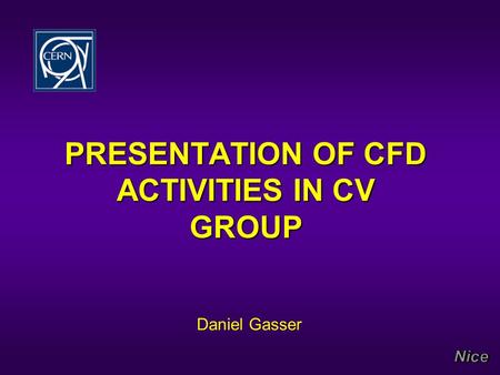 PRESENTATION OF CFD ACTIVITIES IN CV GROUP Daniel Gasser.