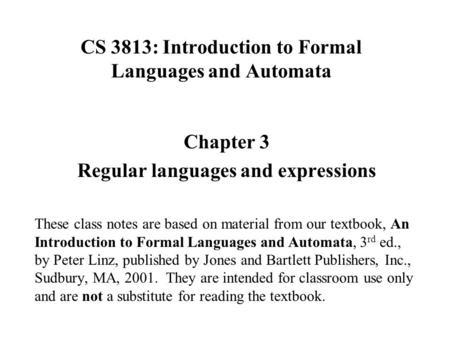 CS 3813: Introduction to Formal Languages and Automata