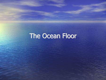 The Ocean Floor.