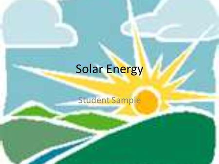 Solar Energy Student Sample