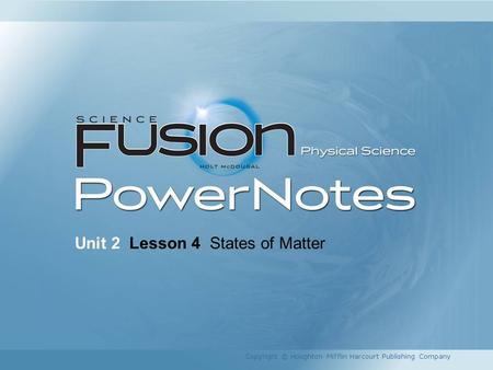 Unit 2 Lesson 4 States of Matter