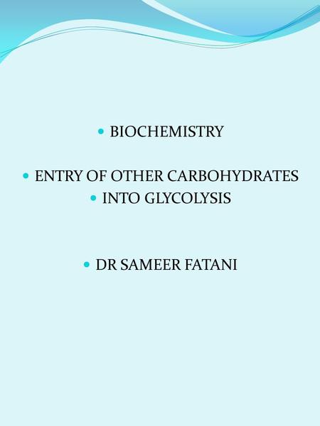 ENTRY OF OTHER CARBOHYDRATES