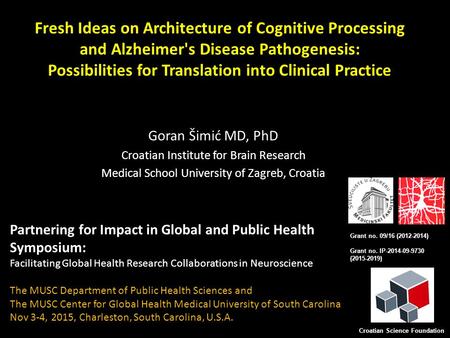 Fresh Ideas on Architecture of Cognitive Processing and Alzheimer's Disease Pathogenesis: Possibilities for Translation into Clinical Practice Goran Šimić.