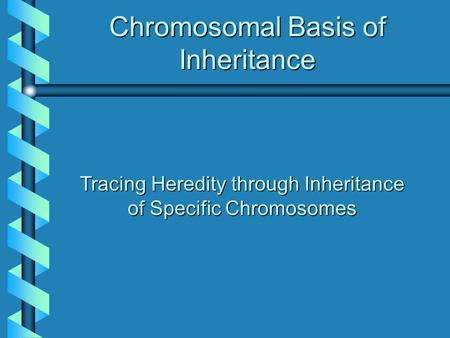 Chromosomal Basis of Inheritance Tracing Heredity through Inheritance of Specific Chromosomes.