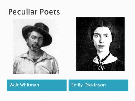 Walt WhitmanEmily Dickinson.  In the early 1800’s, American literature was in the Romantic Period (1800-1855)  Romanticism is characterized by: use.