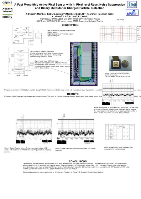 A Fast Monolithic Active Pixel Sensor with in Pixel level Reset Noise Suppression and Binary Outputs for Charged Particle Detection Y.Degerli 1 (Member,