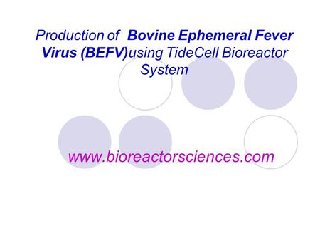 Production of Bovine Ephemeral Fever Virus (BEFV)using TideCell Bioreactor System www.bioreactorsciences.com.