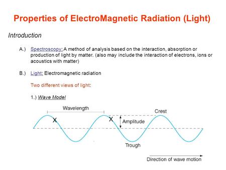 Properties of ElectroMagnetic Radiation (Light)