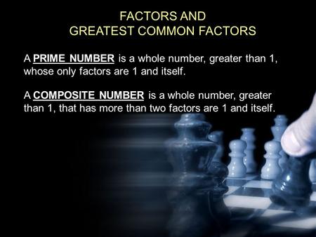 GREATEST COMMON FACTORS