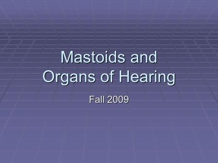 Mastoids and Organs of Hearing