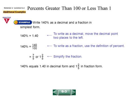 Percents Greater Than 100 or Less Than 1