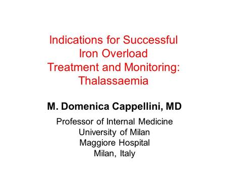 M. Domenica Cappellini, MD