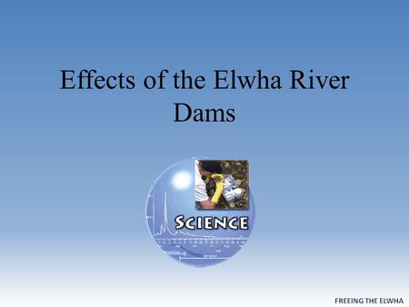 Effects of the Elwha River Dams. Largest Watershed in the Park Covers almost 20% of Olympic National Park.