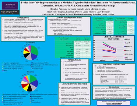 Evaluation of the Implementation of a Modular Cognitive-Behavioral Treatment for Posttraumatic Stress, Depression, and Anxiety in U.S. Community Mental.