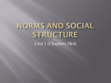 Norms and Social Structure