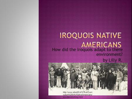 How did the Iroquois adapt to there environment? by Lilly R.  culum%20Info/NativeAmericans/ woodlandclothing.html.